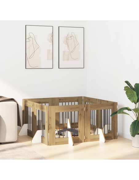 Cancello per cani con supporti 8 pcs Rovere Artigianale