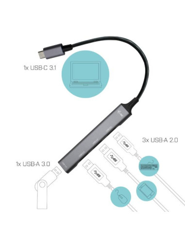 USB-C METALHUB 1XUSB 3.0+3X USB 2.0