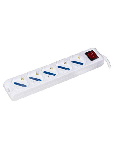 PRESA MULTIPLA LINK 5 SCHUKO/10A INTERRUTTORE CAVO 1,5MT BIANCA