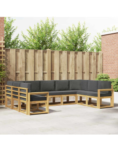 Set di divani da esterno con cuscino 9 pcs Bianco e Antracite