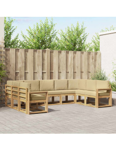 Set di divani da esterno con cuscino 9 pcs Bianco e Beige