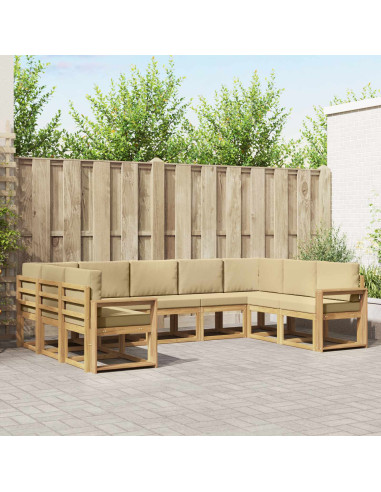Set di divani da esterno con cuscino 9 pcs Bianco e Beige