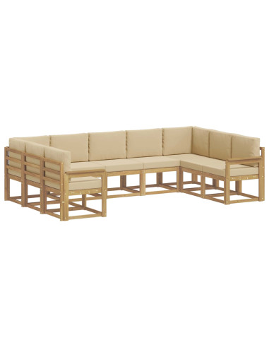 Set di divani da esterno con cuscino 9 pcs Bianco e Beige