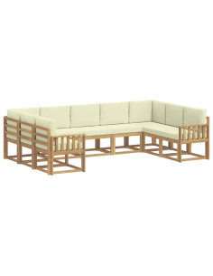 Set di divani da esterno con cuscino 9 pcs Bianco e Crema 2