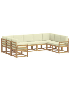 Set di divani da esterno con cuscino 9 pcs Bianco e Crema 2