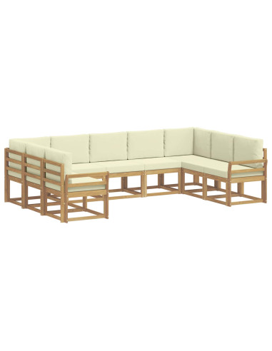 Set di divani da esterno con cuscino 9 pcs Bianco e Crema