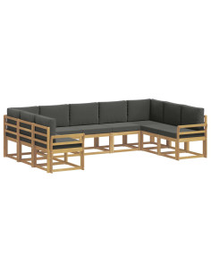 Set di divani da esterno con cuscino 9 pcs Bianco e Antracite 2