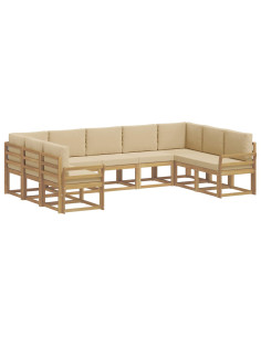 Set di divani da esterno con cuscino 9 pcs Bianco e Beige 2