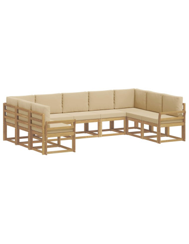 Set di divani da esterno con cuscino 9 pcs Bianco e Beige