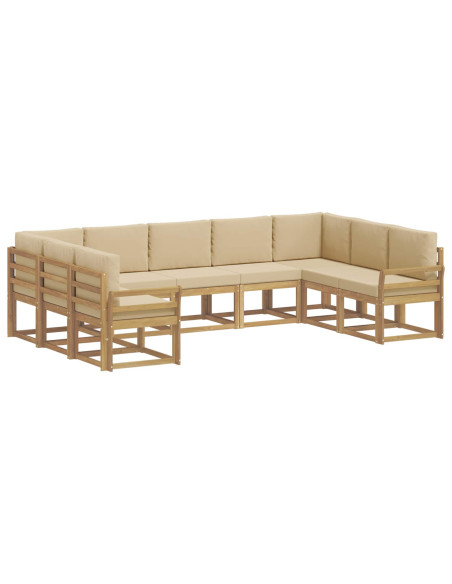 Set di divani da esterno con cuscino 9 pcs Bianco e Beige