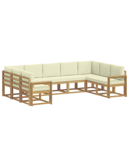 Set di divani da esterno con cuscino 9 pcs Bianco e Crema