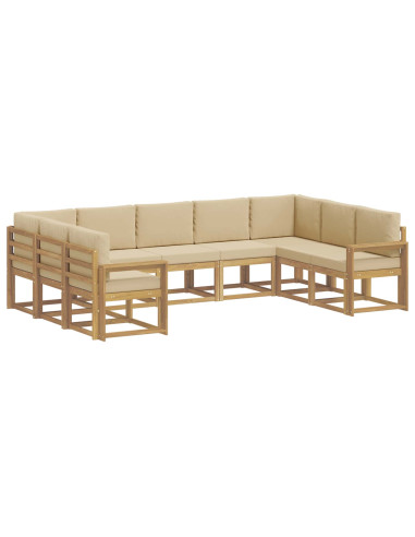 Set di divani da esterno con cuscino 9 pcs Bianco e Beige