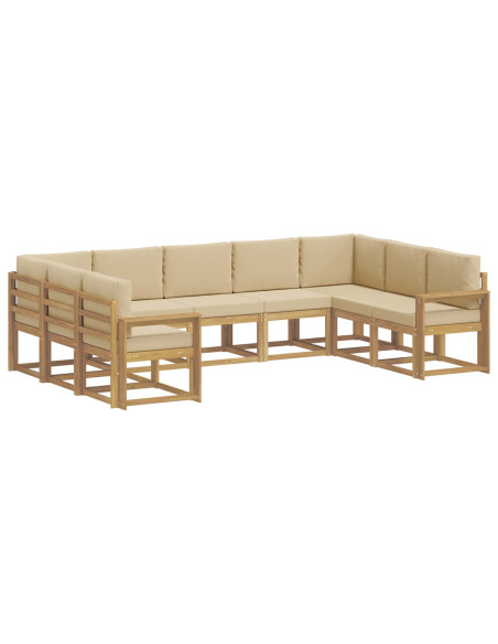 Set di divani da esterno con cuscino 9 pcs Bianco e Beige