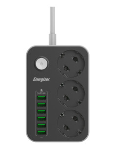 PRESA MULTIPLA ENERGIZER 3 SCHUKO + 6 USB A CON INTERRUTTORE
