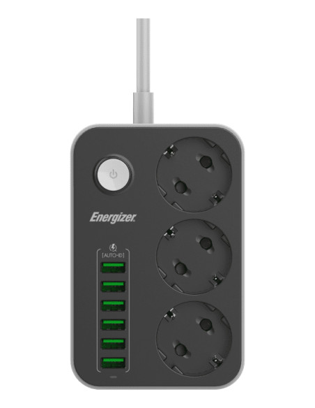 PRESA MULTIPLA ENERGIZER 3 SCHUKO + 6 USB A CON INTERRUTTORE
