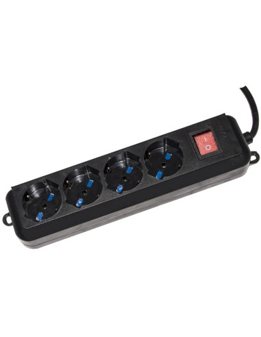 PRESA MULTIPLA LINK 4 SCHUKO/10/16A INTERRUTTORE CAVO 1,5MT NERA
