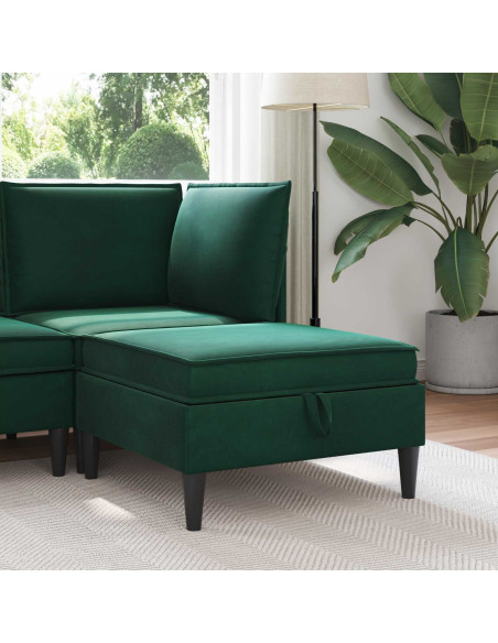 Pouf con Storage Verde Scuro Velluto