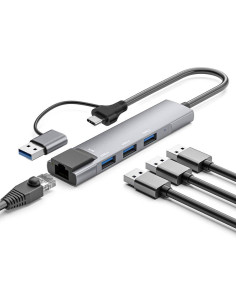 HUB USB 3.0 ADATTATORE TYPE-C NEURA 3*USB 3.0 + RJ45 USB A+C 2IN1 ADJ