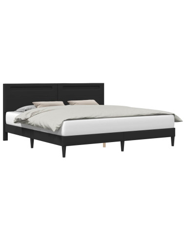 Struttura del letto con testiera Nero 180 x 200 cm Similpelle