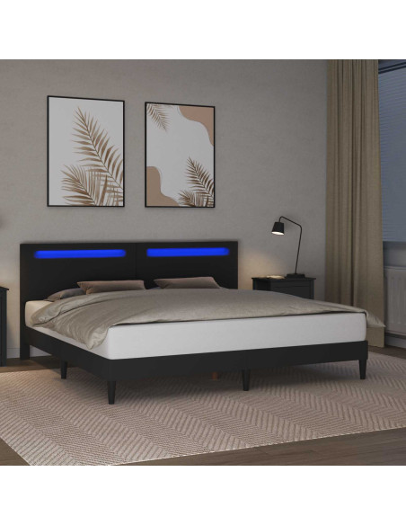 Struttura del letto con testiera Nero 180 x 200 cm Similpelle