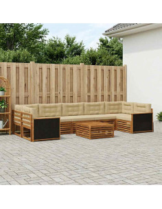 Set di divani da esterno 8 pcs Naturale e Beige