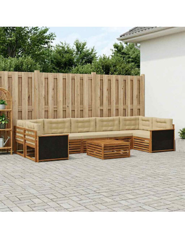 Set di divani da esterno 8 pcs Naturale e Beige