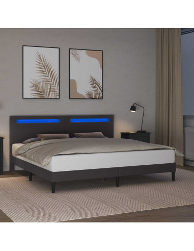 Struttura del letto con testiera Grigio 200 x 200 cm Similpelle
