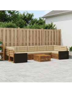 Set di divani da esterno 8 pcs Naturale e Beige
