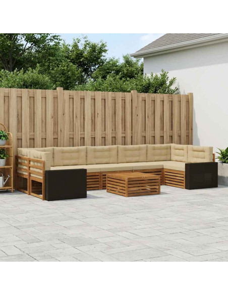 Set di divani da esterno 8 pcs Naturale e Beige