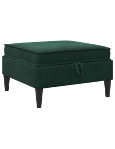 Pouf con Storage Verde Scuro Velluto 2