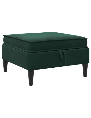 Pouf con Storage Verde Scuro Velluto