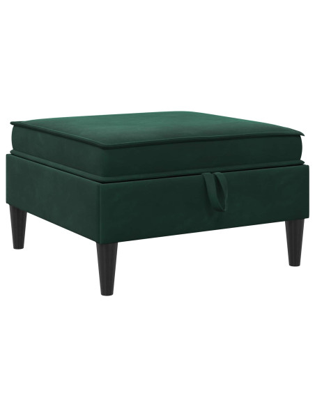 Pouf con Storage Verde Scuro Velluto