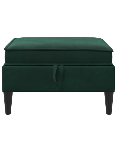 Pouf con Storage Verde Scuro Velluto