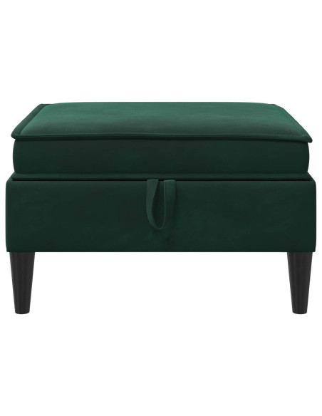 Pouf con Storage Verde Scuro Velluto