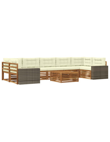 Set di divani da esterno 8 pcs Naturale e Crema