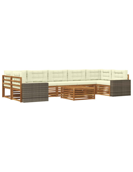 Set di divani da esterno 8 pcs Naturale e Crema