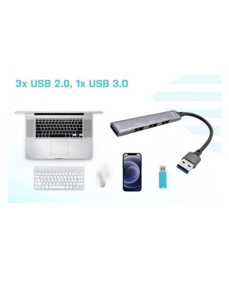 USB 3.0 METALHUB 1XUSB3.0+3X USB2.0