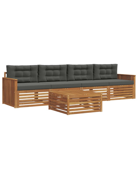 Set di divani da esterno con cuscino 5 pcs Naturale e Antracite