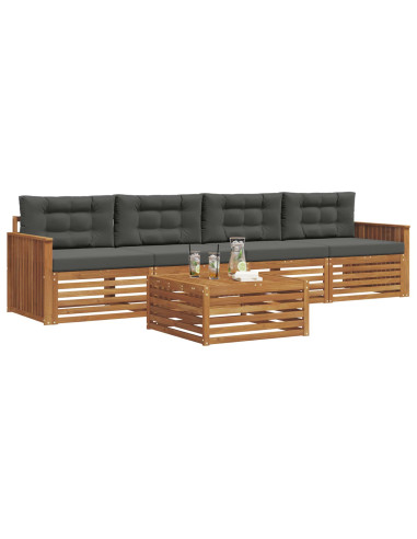 Set di divani da esterno con cuscino 5 pcs Naturale e Antracite