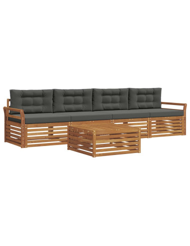 Set di divani da esterno con cuscino 5 pcs Naturale e Antracite