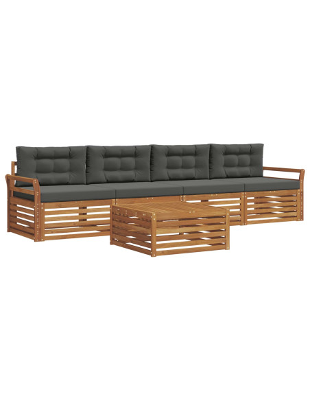 Set di divani da esterno con cuscino 5 pcs Naturale e Antracite