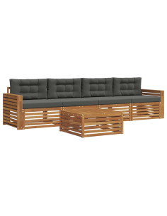 Set di divani da esterno con cuscino 5 pcs Naturale e Antracite 2
