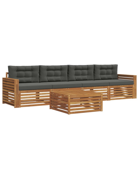 Set di divani da esterno con cuscino 5 pcs Naturale e Antracite