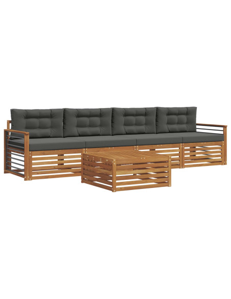 Set di divani da esterno con cuscino 5 pcs Naturale e Antracite
