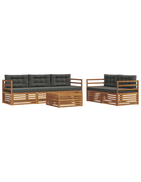 Set di divani da esterno con cuscino 6 pcs Naturale e Antracite