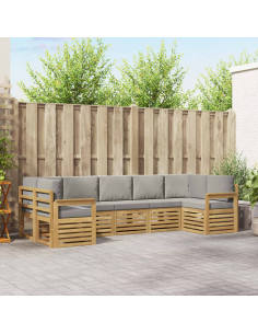 Set di divani da esterno 6 pcs Bianco e Grigio Chiaro