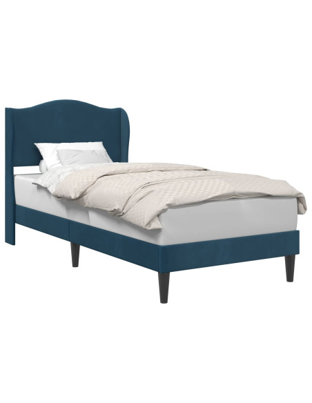 Struttura del letto con testiera Blu 90 x 190 cm Velluto