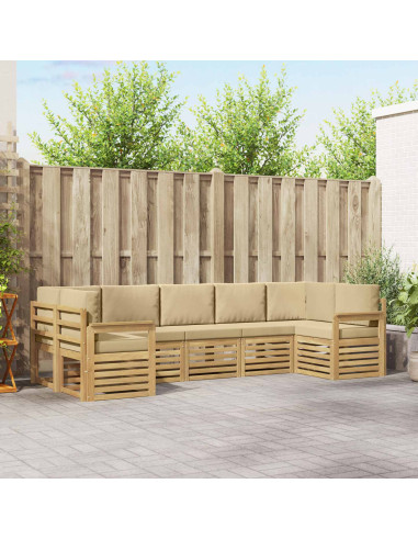 Set di divani da esterno 6 pcs Bianco e Beige