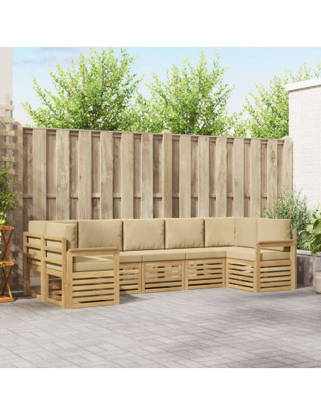 Set di divani da esterno 6 pcs Bianco e Beige