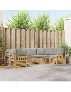 Set di divani da esterno 6 pcs Bianco e Grigio Chiaro